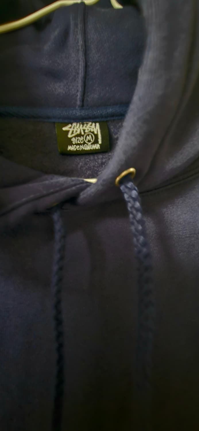 스투시 기모 네이비 후드 티 M 상품이미지3