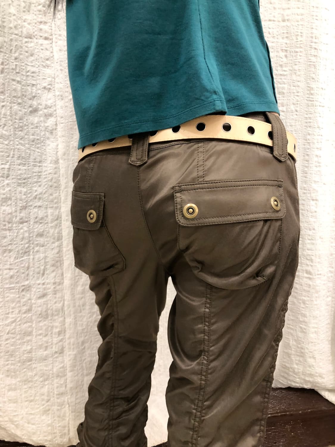 Satin brown shirring pants 상품이미지4