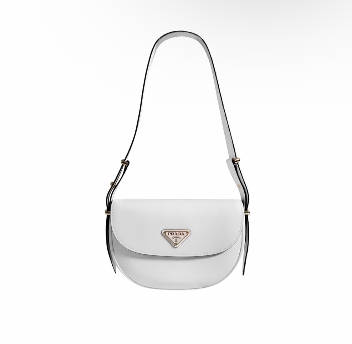프라다 여성 아르케 삼각로고 플랩 레더 숄더백 화이트 1BD365 상품이미지1