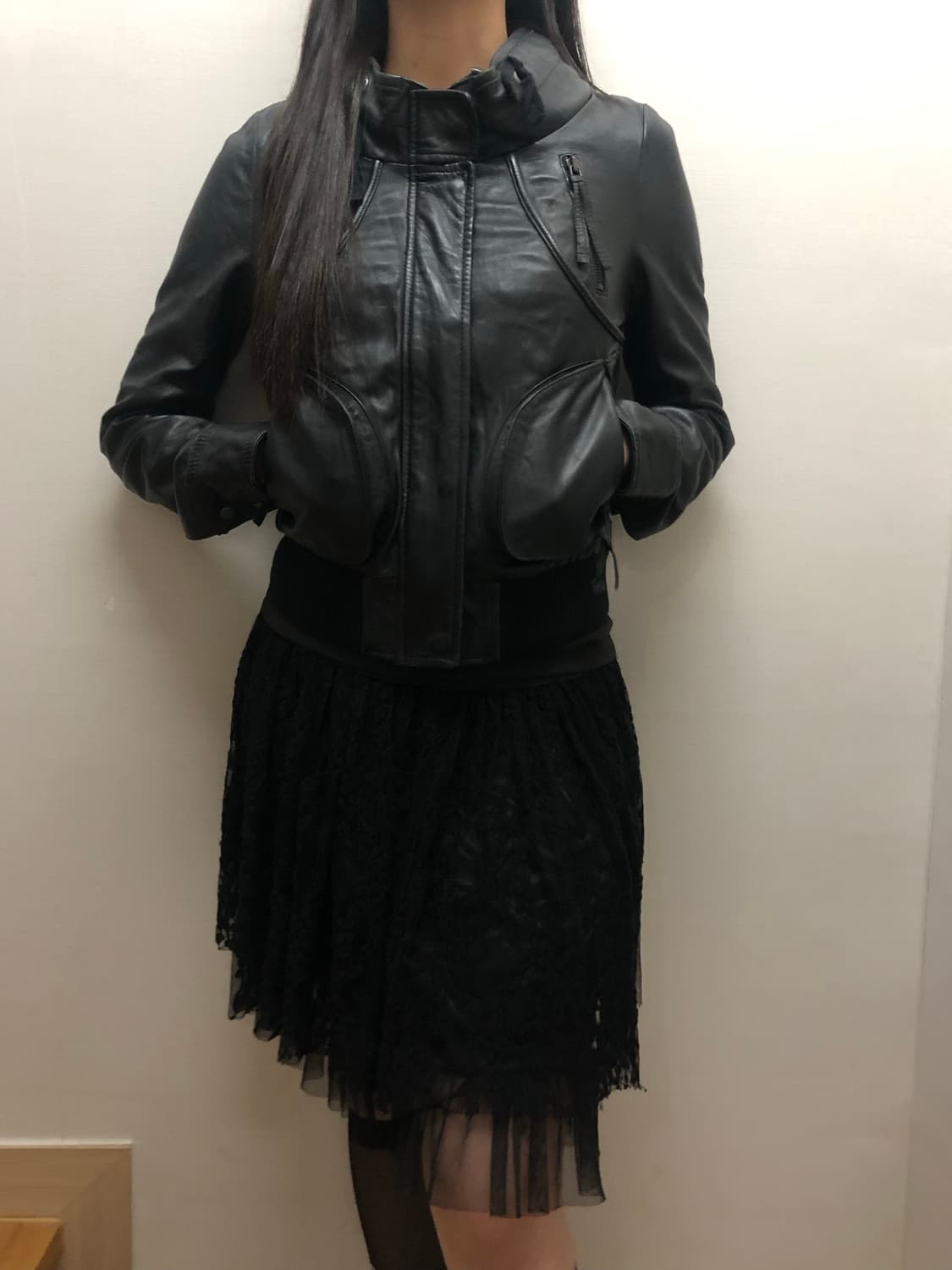 빈티지 블랙 펑크 양가죽 자켓 상품이미지5