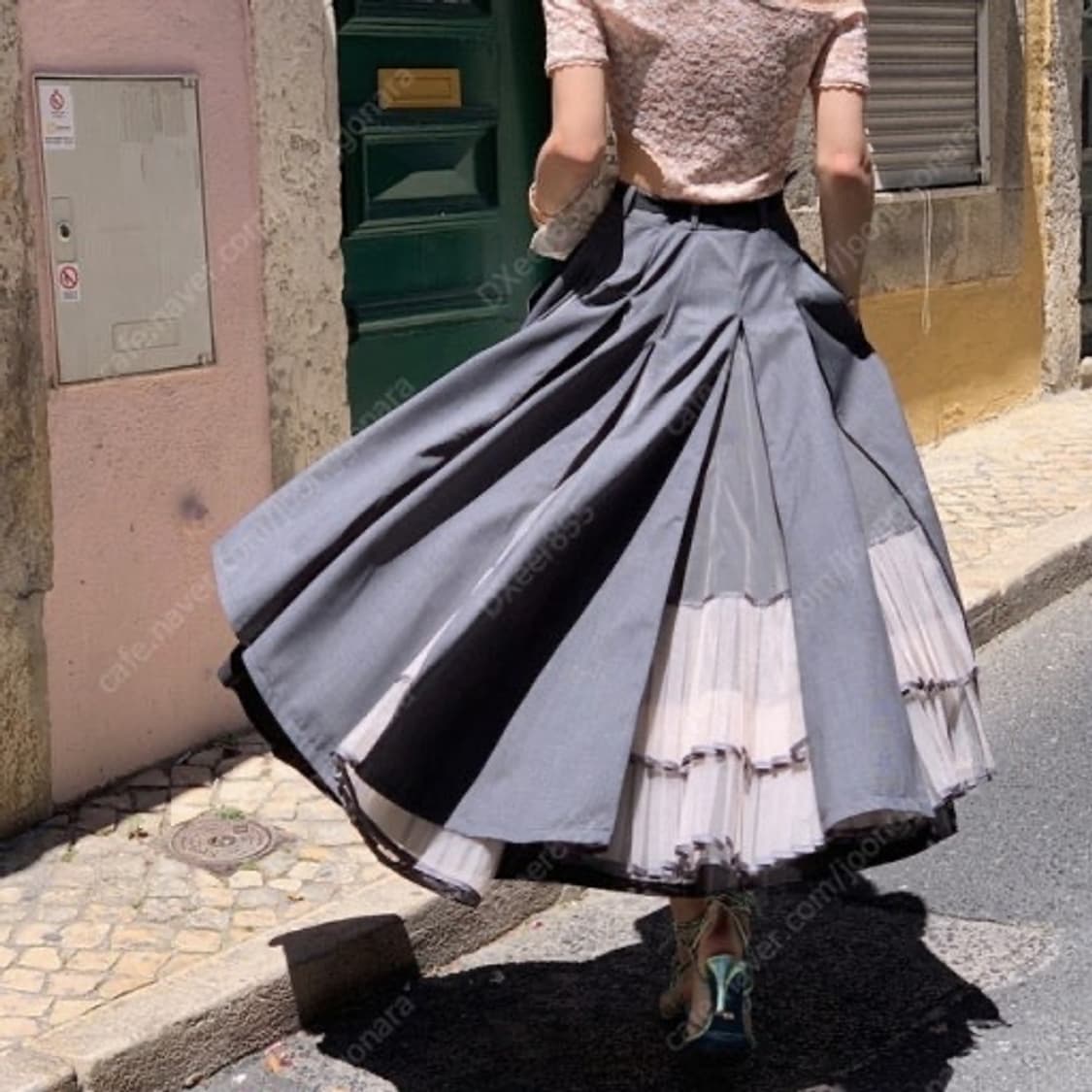 서쿠키 그레이 크레페 스커트 s 새상품 상품이미지5