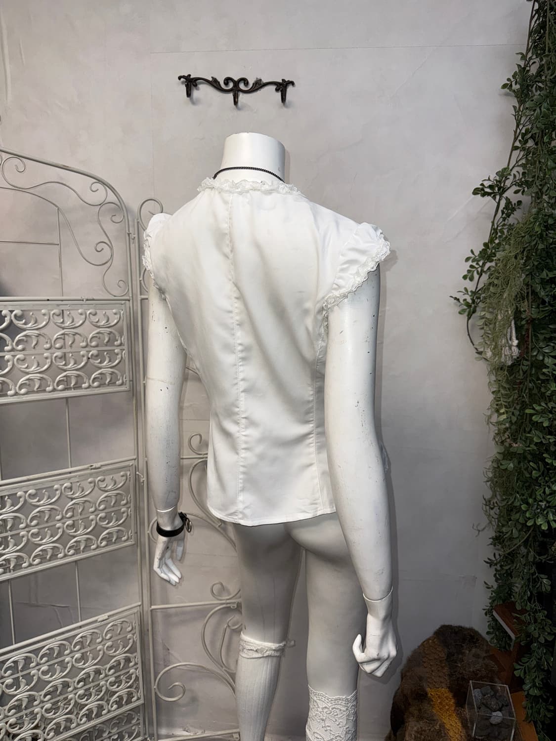 White shirring corset laceup sleeveless 상품이미지5