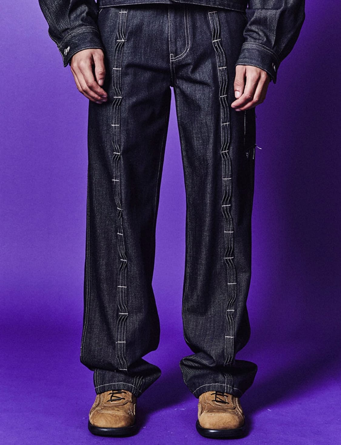 앤더슨벨 패치워크 웨이브 턱 와이드 팬츠 29 상품이미지1