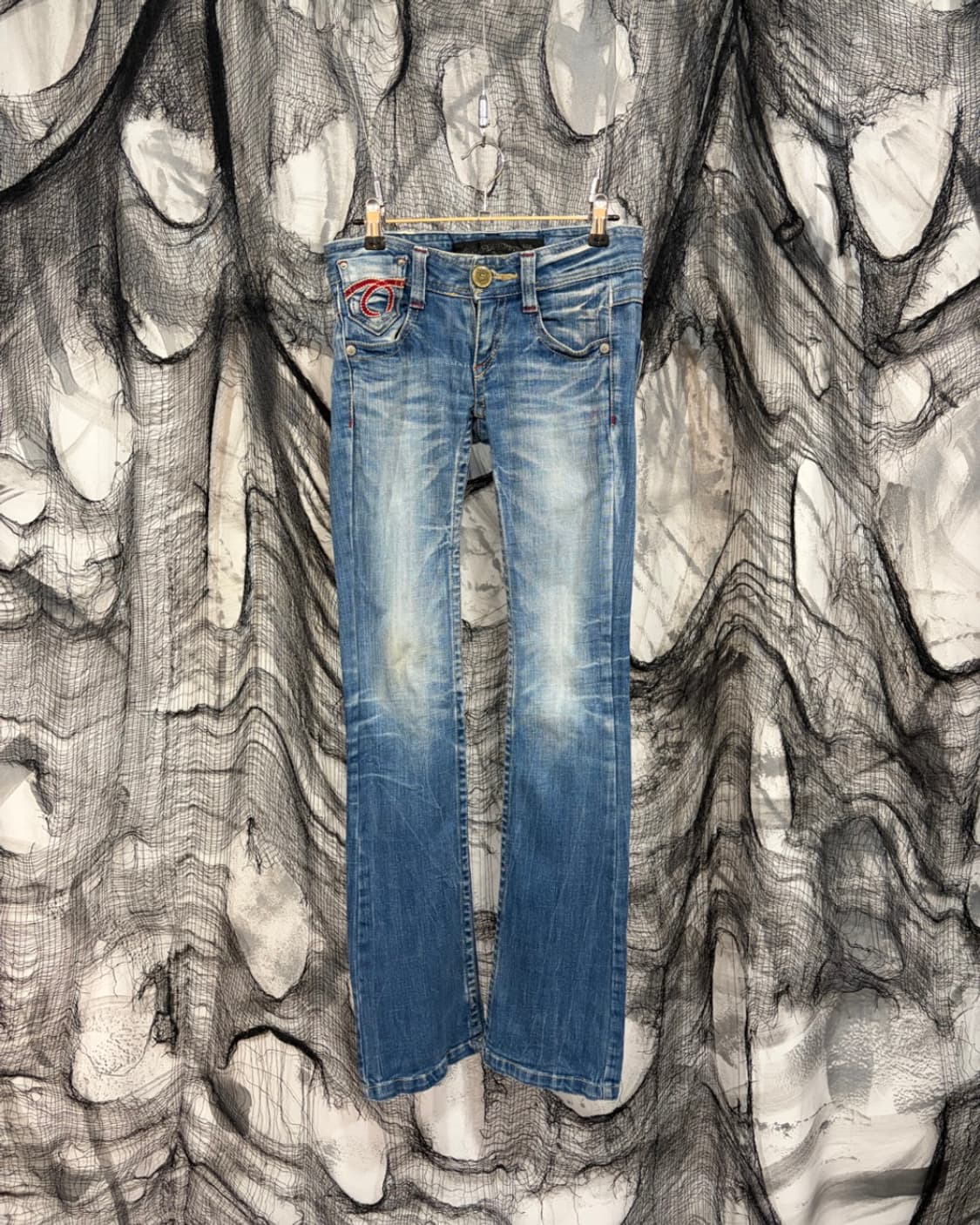 Y2K Red peper embroidery low-rise pants 상품이미지3