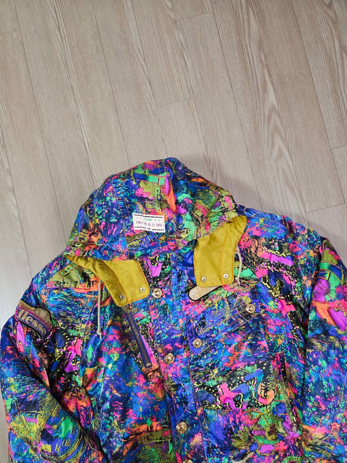 엘레쎄 재팬 블루 마블링 컬러 패딩 점퍼 상품이미지2