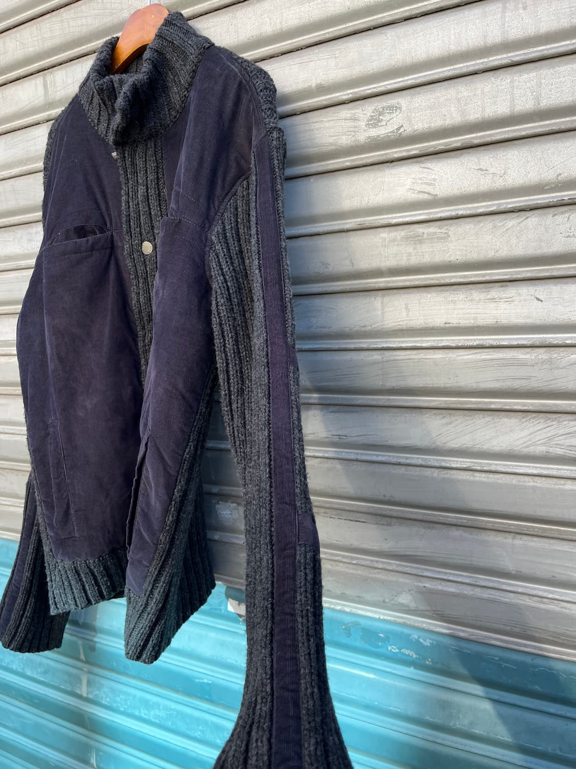 90s Armani Exchange 골덴 판넬 니트 집업 상품이미지3