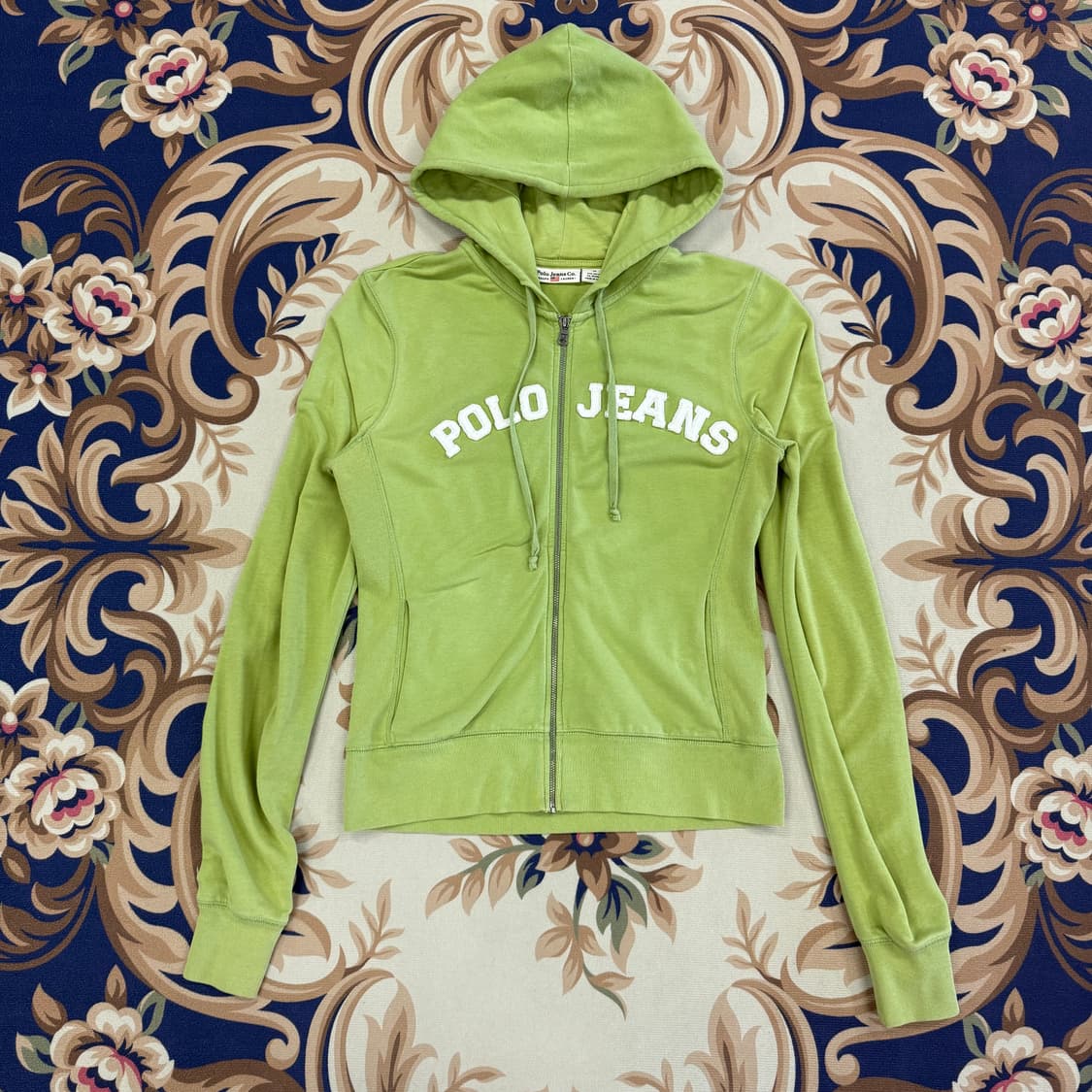 (우먼즈M)00s 폴로 랄프로렌 폴로진스 스펠아웃 후드집업티셔츠(그린) 상품이미지1