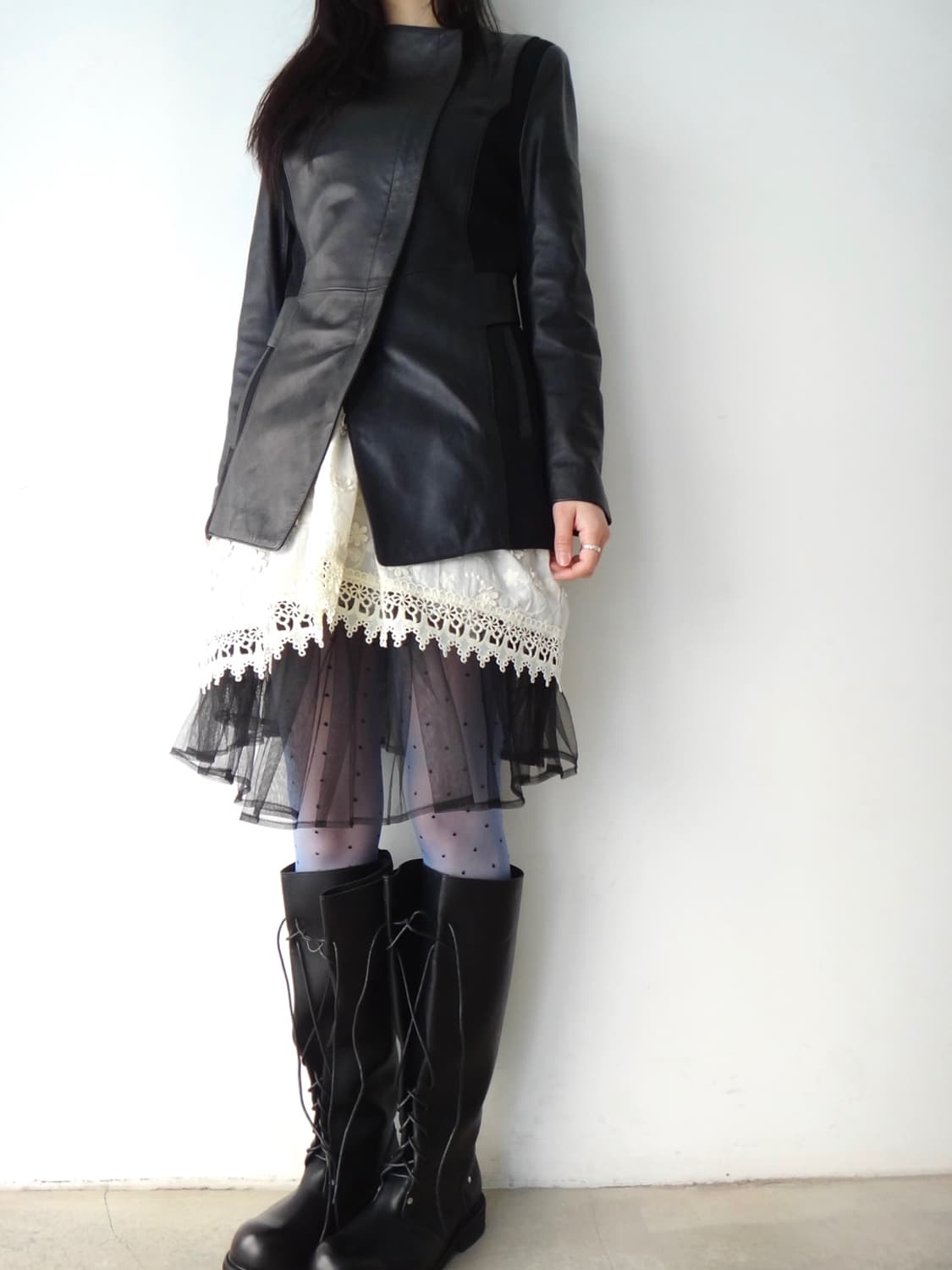 KASIBADY Panel mixed leather jacket  상품이미지9