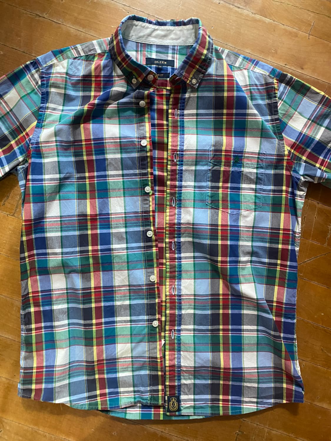 올젠 마드라스 체크 반팔 셔츠 (100) 상품이미지1