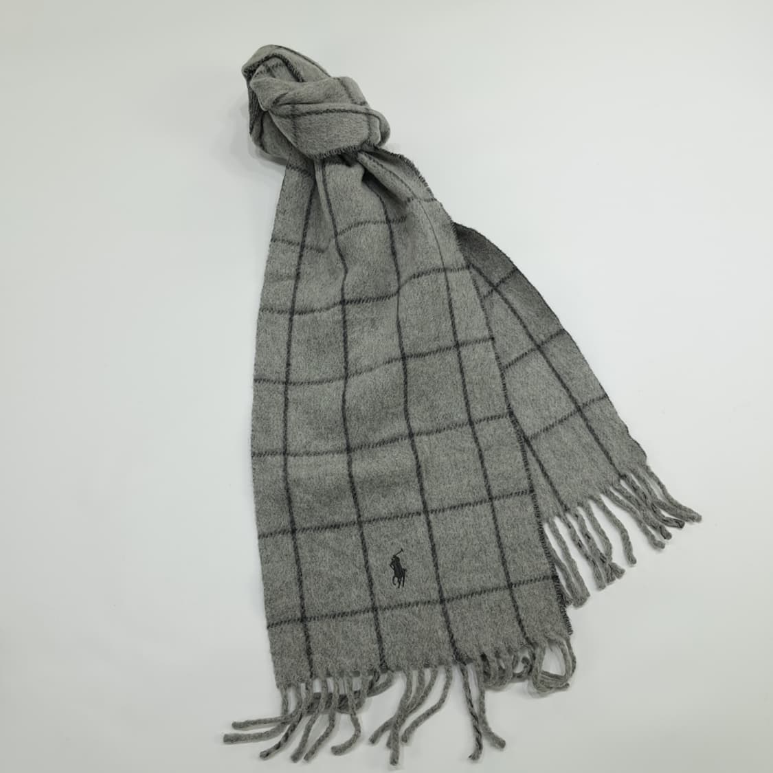 MX097 폴로 랄프로렌 그레이 윈도우페인 양면 램스울 목도리 머플러 상품이미지2
