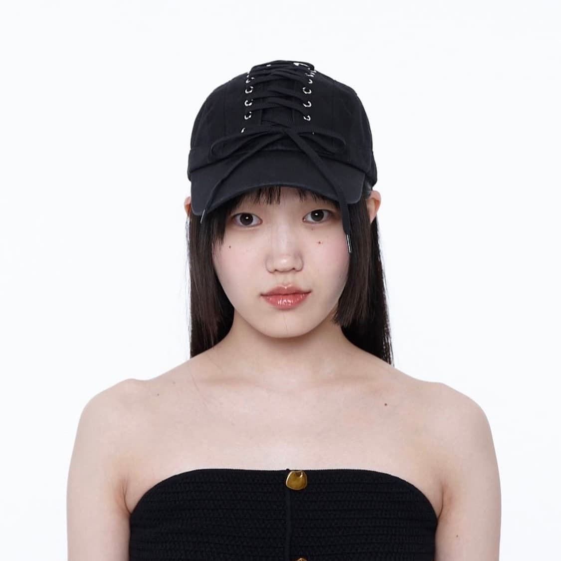 yquici 이퀴시 아일렛 레이스 캡 블랙 상품이미지10