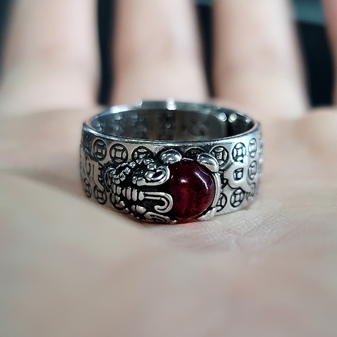 비휴 실버 남자 엔틱 빈티지 명품 행운 재물운 금전운 반지 상품이미지6