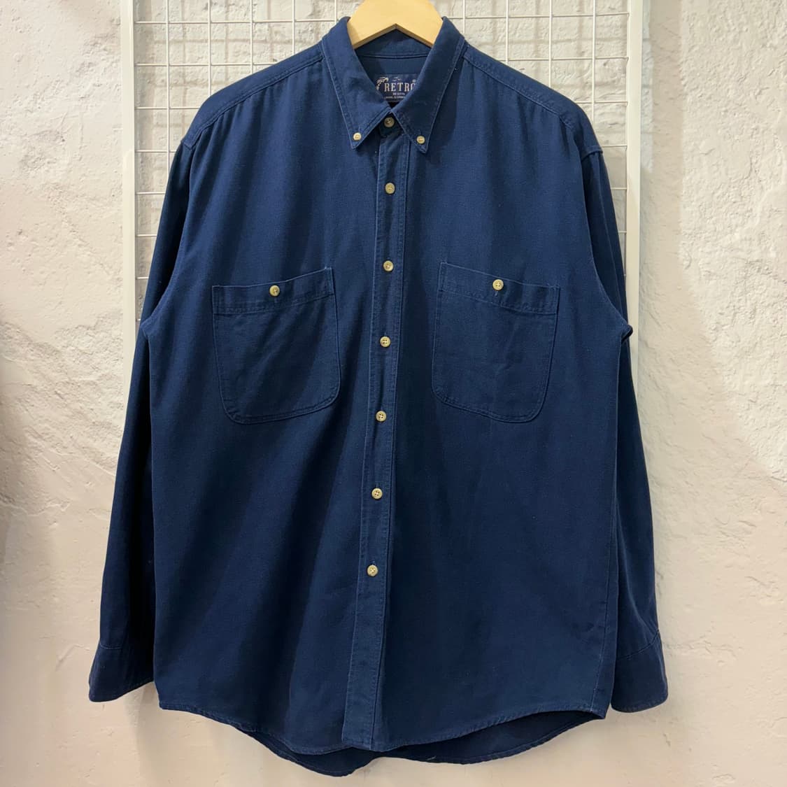 90s RETRO 빈티지 네이비 워크 셔츠 L 상품이미지1