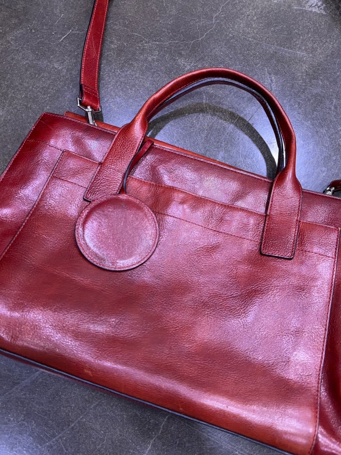 윌슨 빈티지 이탈리아 레더 가죽 브리프케이스 크로스백 레드 상품이미지3