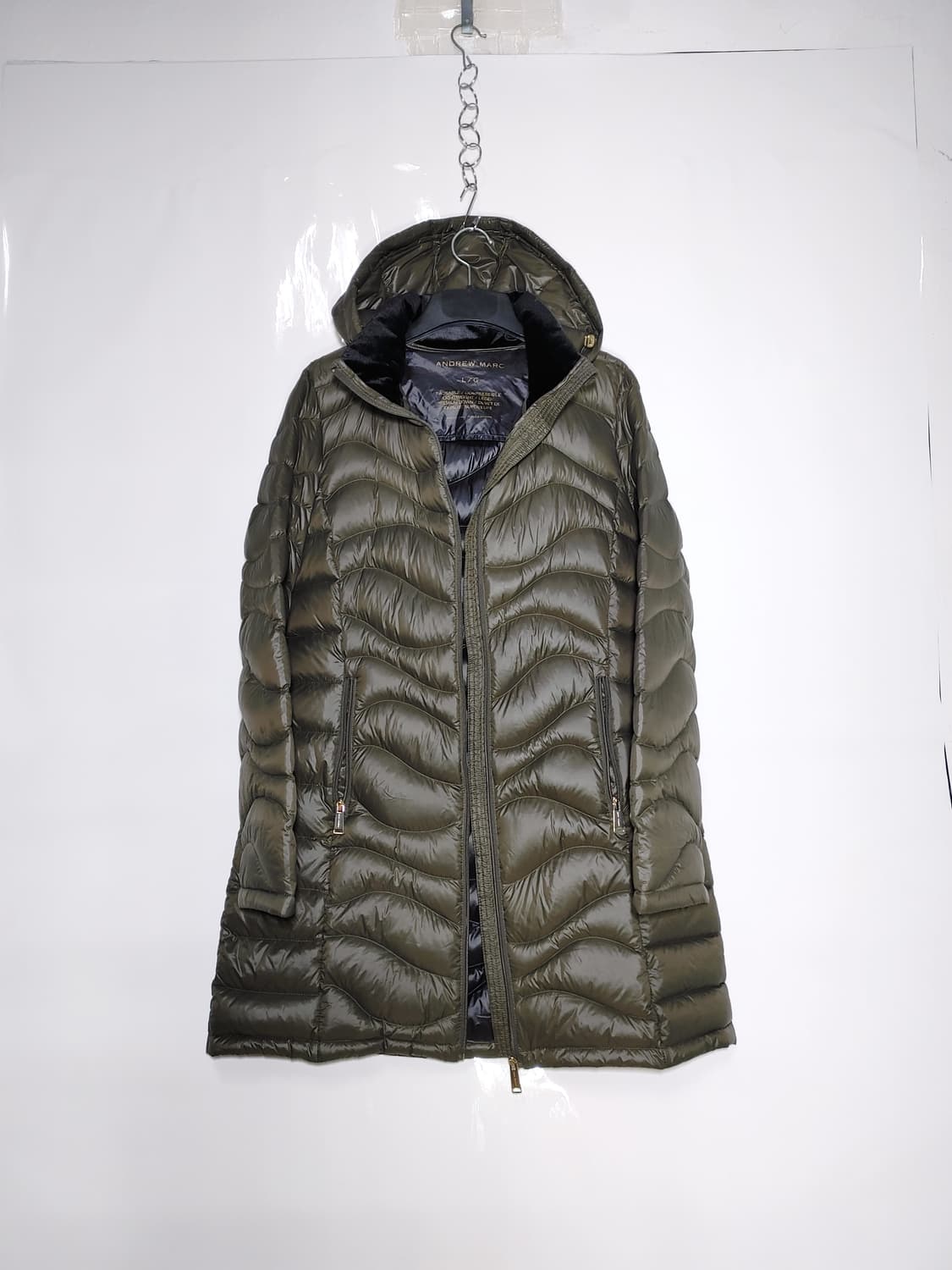 ANDREW MARC 앤드류 마크 여성 오리털 경량 후드 롱패딩 상품이미지1