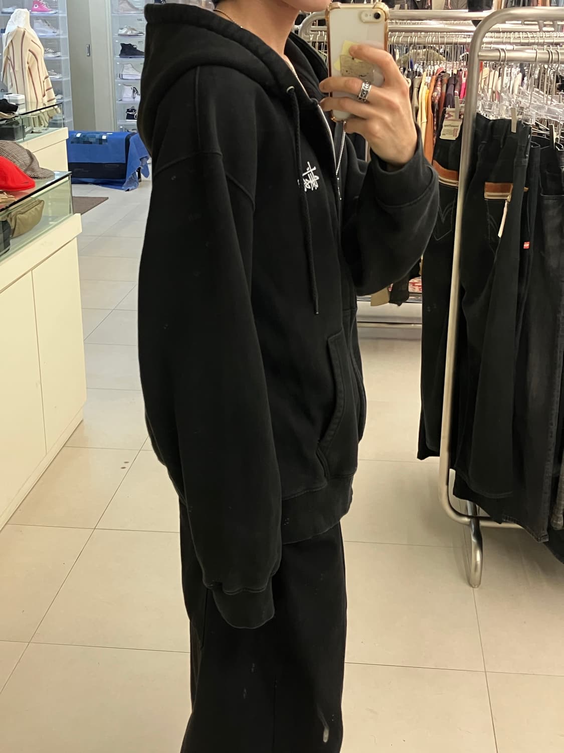 스투시 블랙 후드집업 XL 상품이미지8