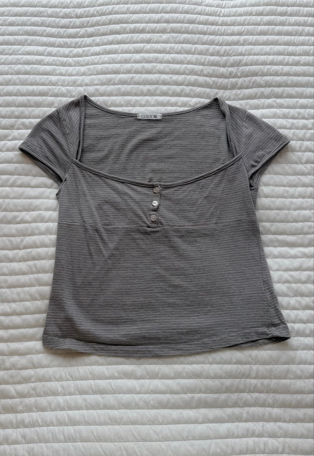 BUTTON LEAF SQUARE T-SHIRT CANDY STRIPE 상품이미지2