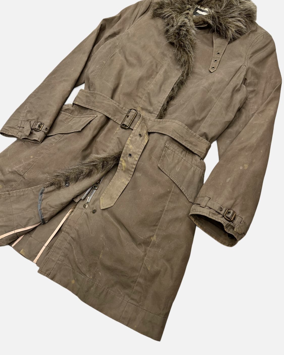 RNA grunge fur belted coat 상품이미지3