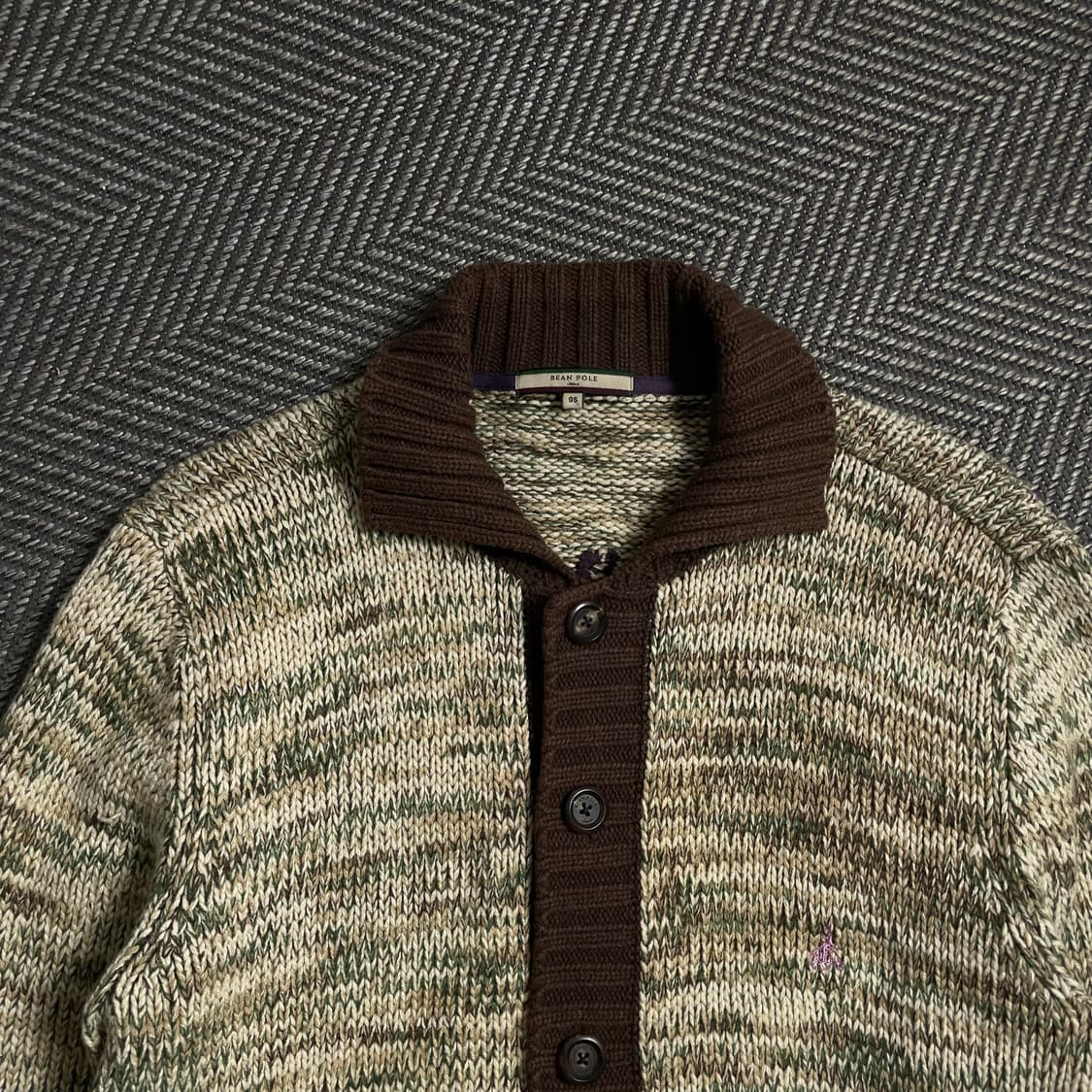 빈폴 진 올드스쿨 빅로고 엘보 패치 니트 집업o 4952 상품이미지5