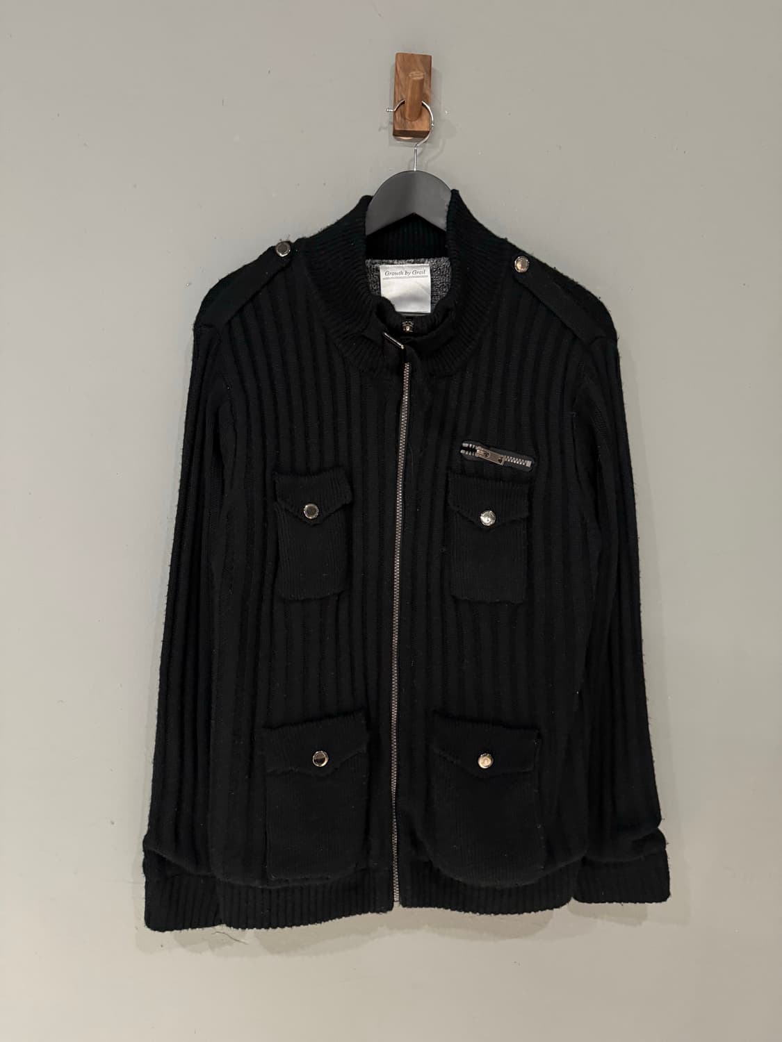 multi pocket neck buckle knit zip-up 상품이미지5