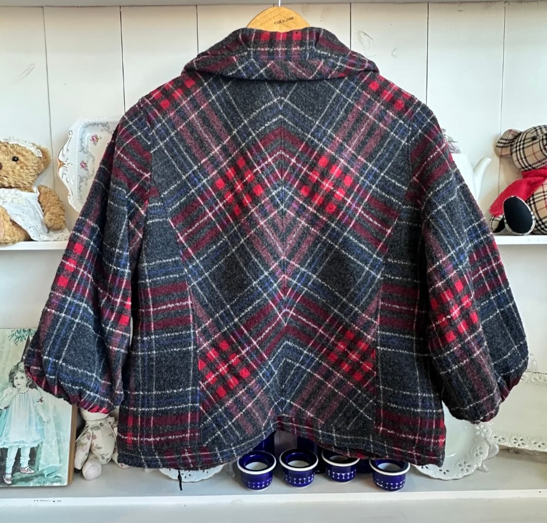 체크 패턴 울 자켓 숏 코트 상품이미지3