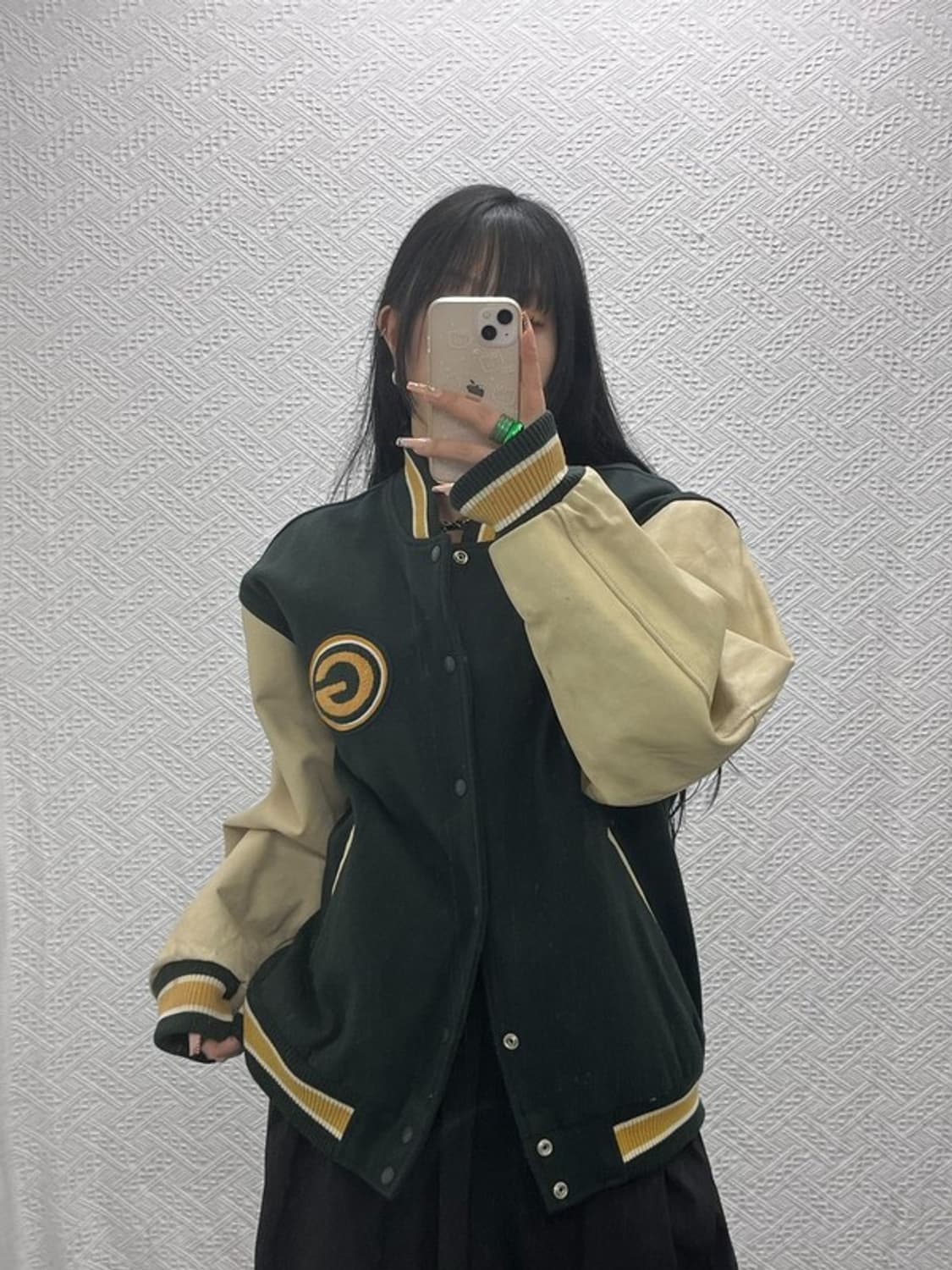 WWS 월드와이드스포츠 딥그린 울 소가죽 바시티자켓 100 C08177 상품이미지1