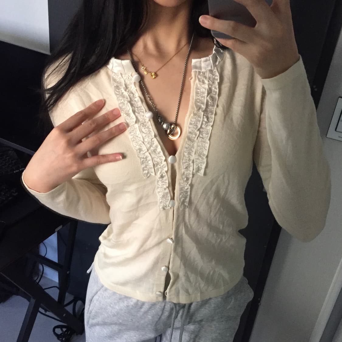 Two:c 네오갸루 모던 프릴 가디건 상품이미지4