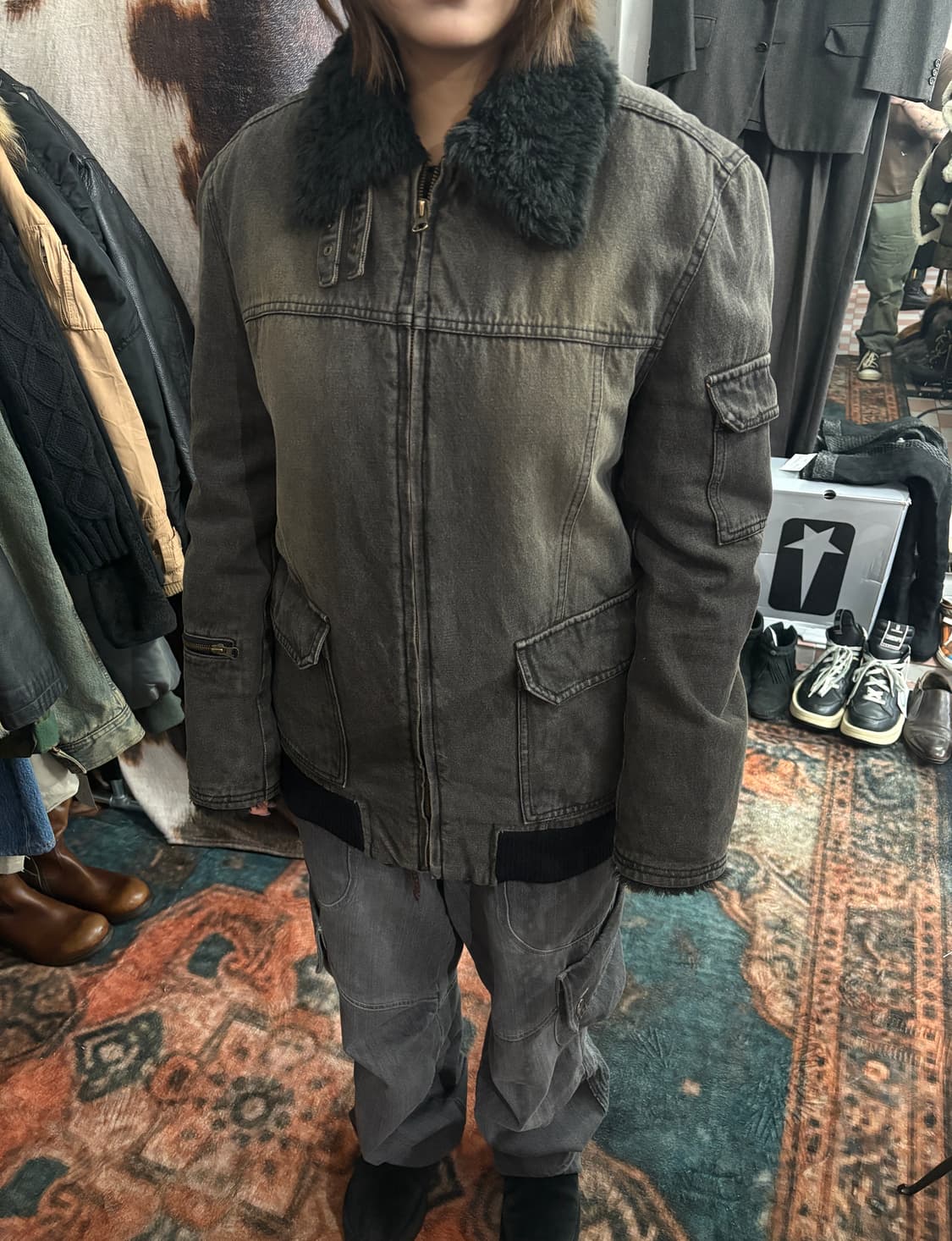 TTF✳️공용)2000’s PPFM 하이넥 데님 퍼 자켓 상품이미지3