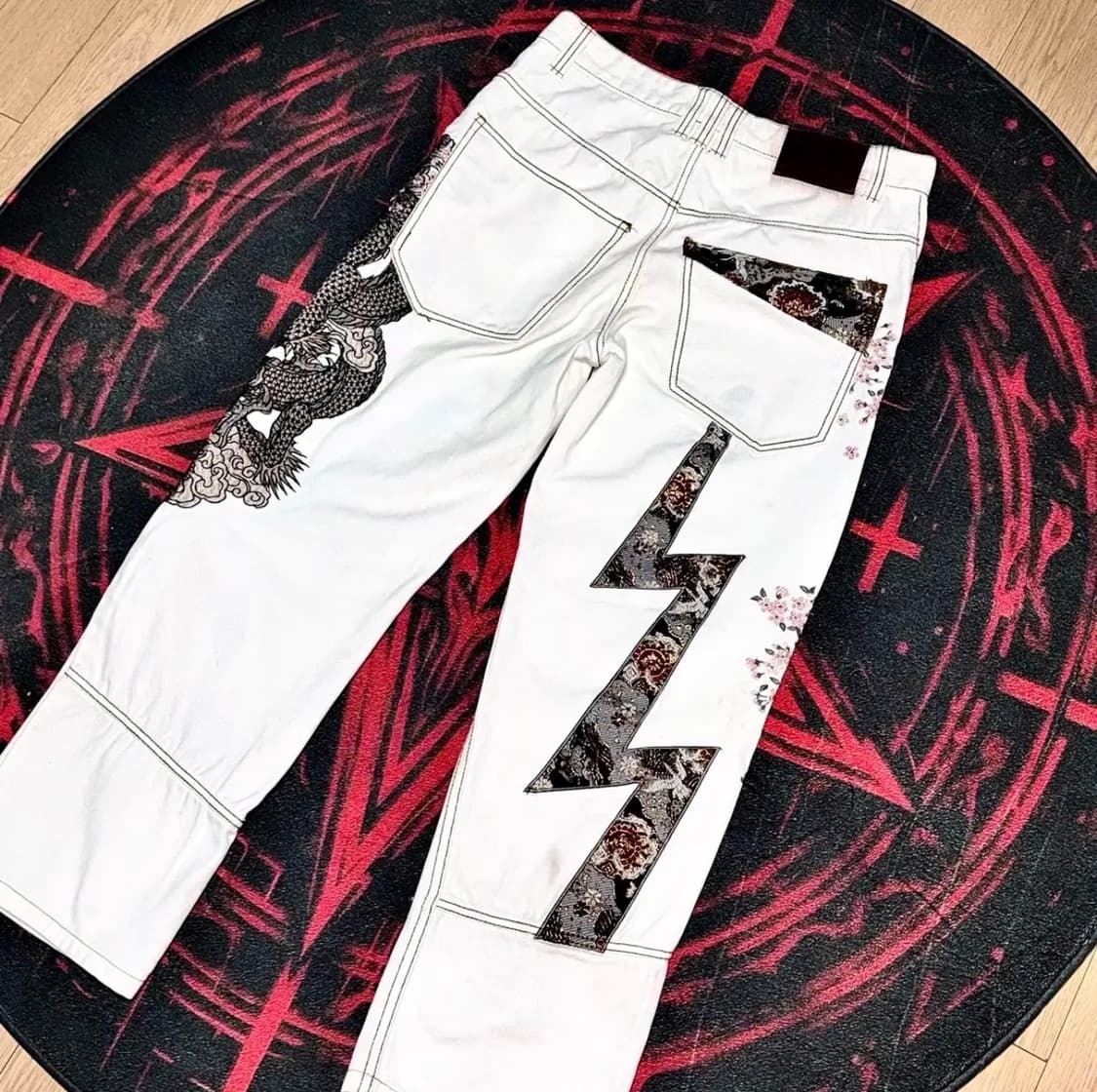 VINTAGE 사쿠라 용 자수 팬츠 바지 상품이미지7