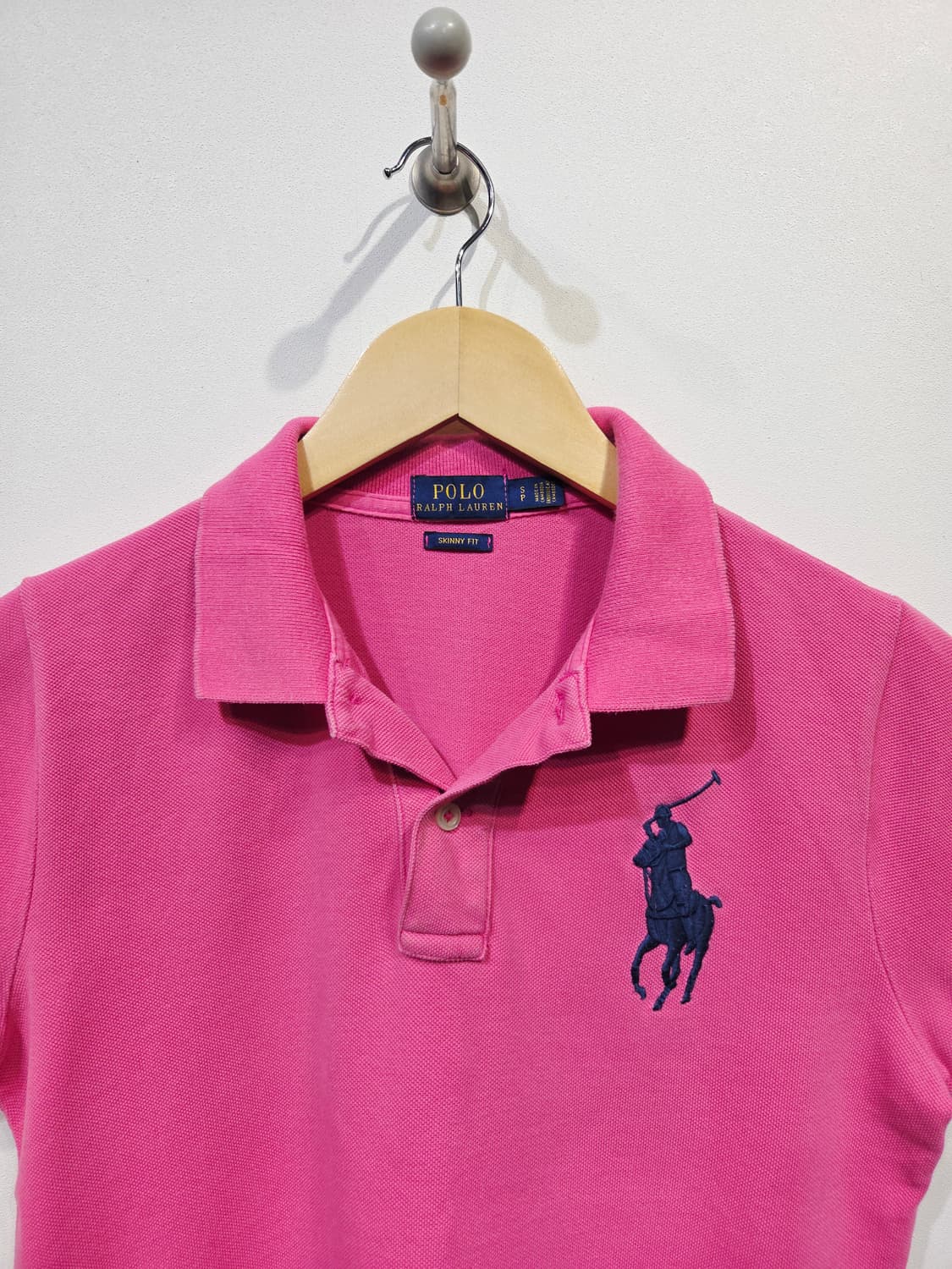 폴로 랄프로렌 핑크 빅포니 스키니핏 반팔 카라티 상품이미지3