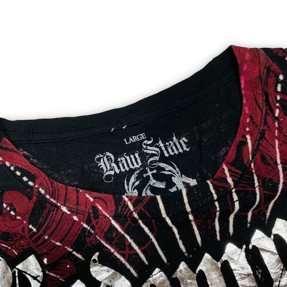 Raw 펑크 하드 타이거 석상 블리치드 반팔 티셔츠 상품이미지4