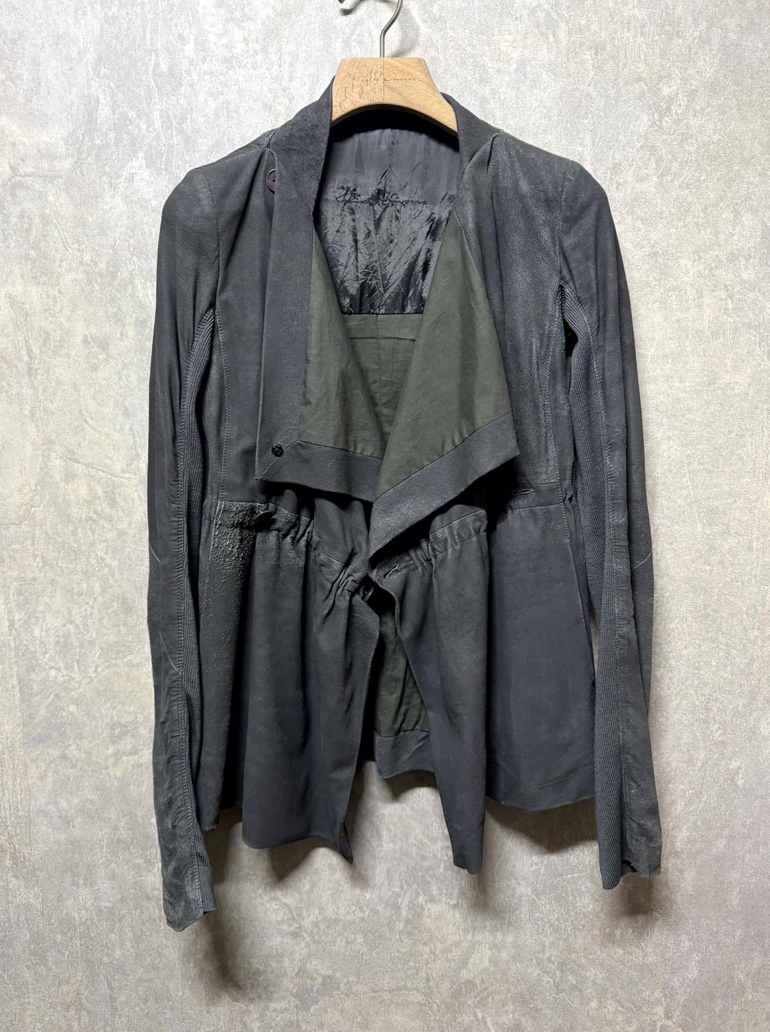 38 / Rick Owens 릭오웬스 셔링 레더 자켓 상품이미지1