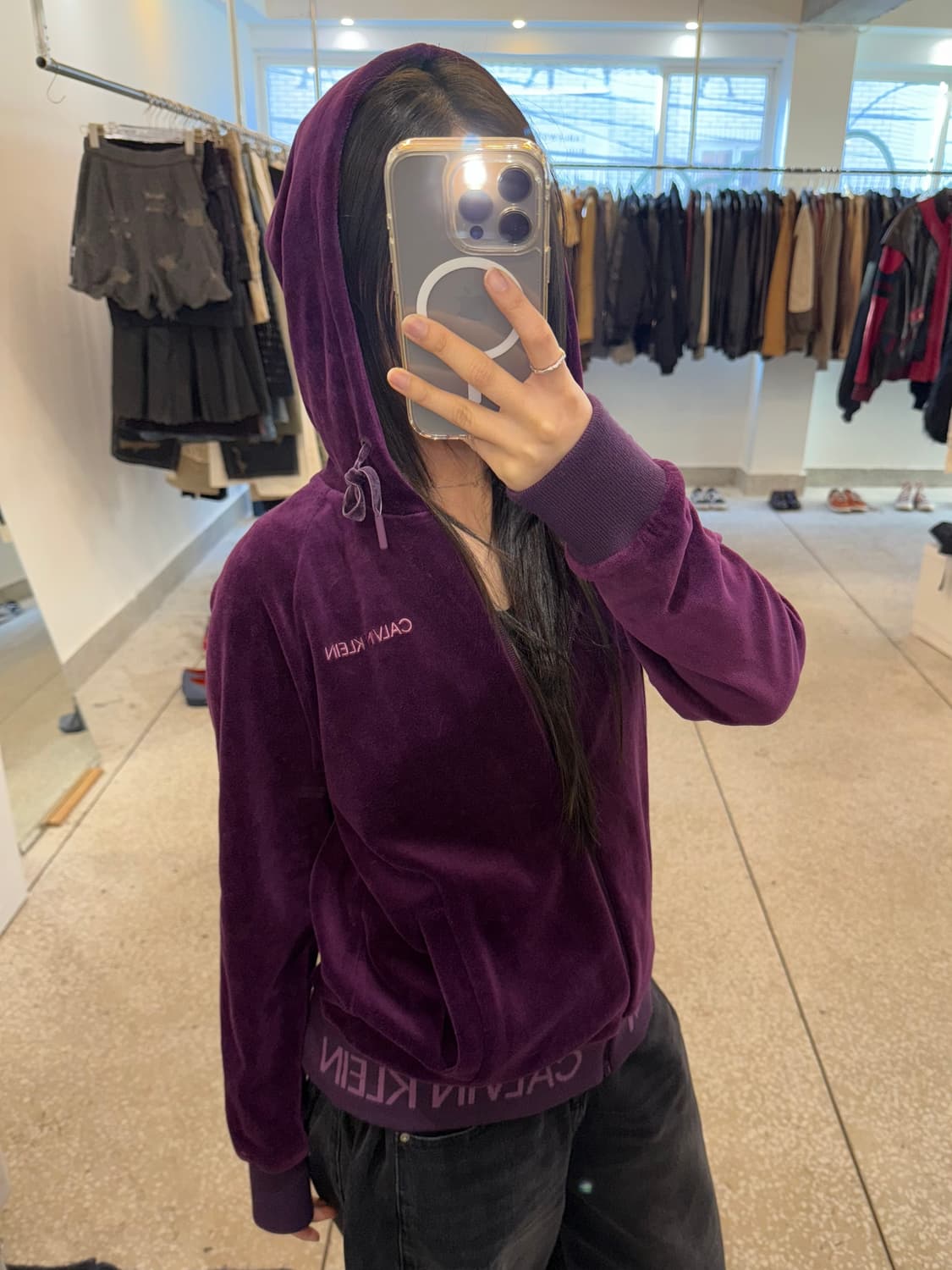 Calvin Klein Vintage Velvet Hooded ZipUp 상품이미지1