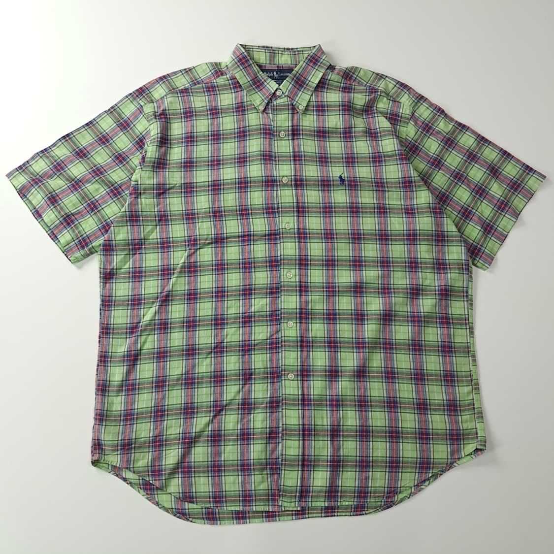 CK886 XL 폴로 90s 애플그린 마드라스체크 반팔 셔츠 남방 상품이미지1