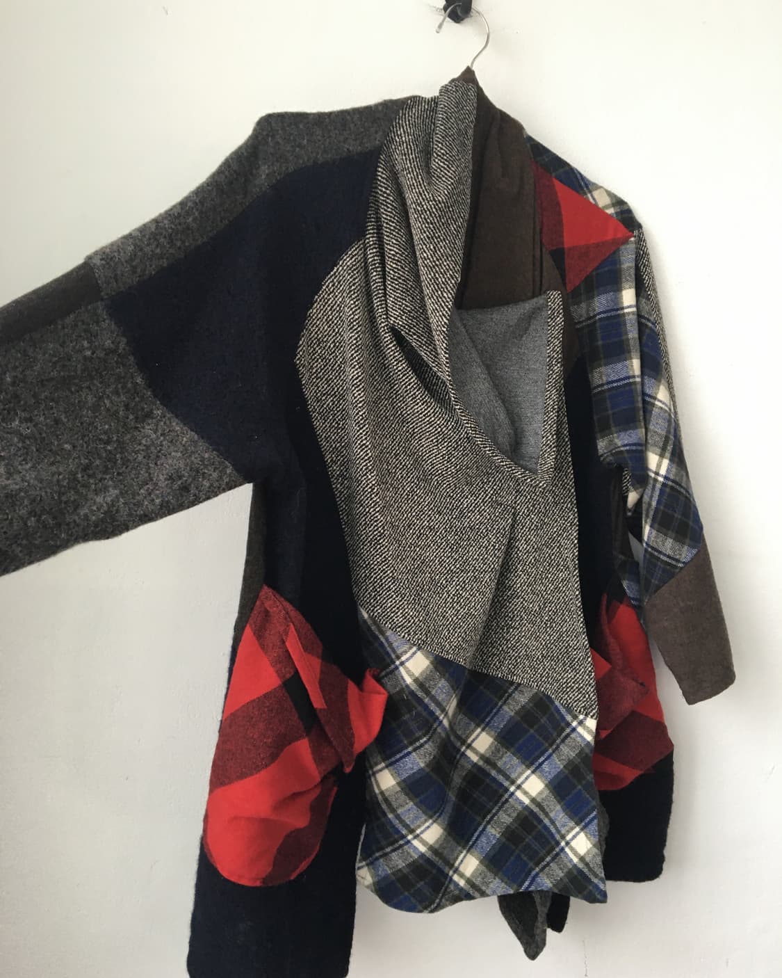 Check pattern mixed drape woolen jacket 상품이미지4