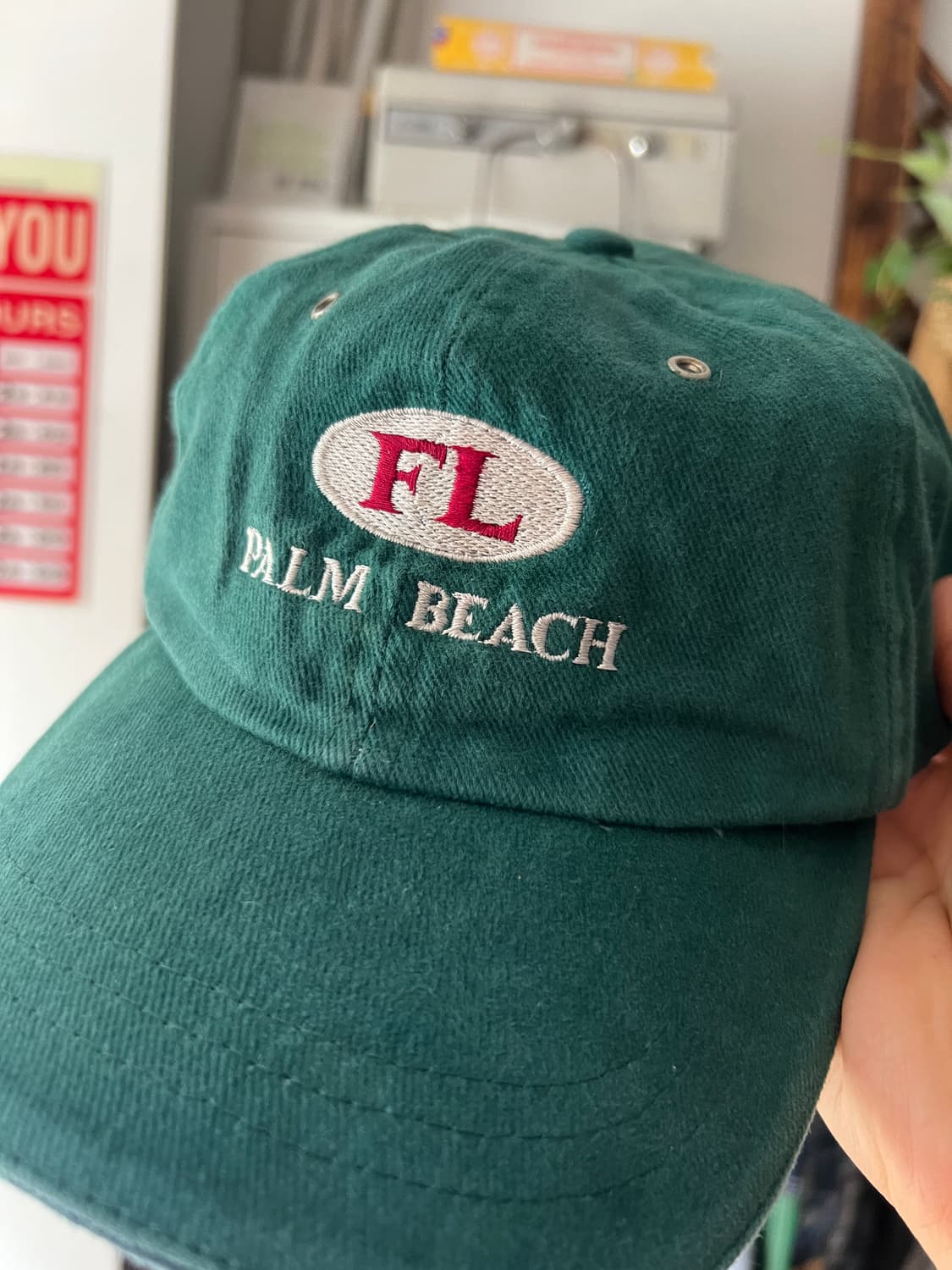 90's USA 빈티지 FL PALM BEACH 그린 볼캡 상품이미지3