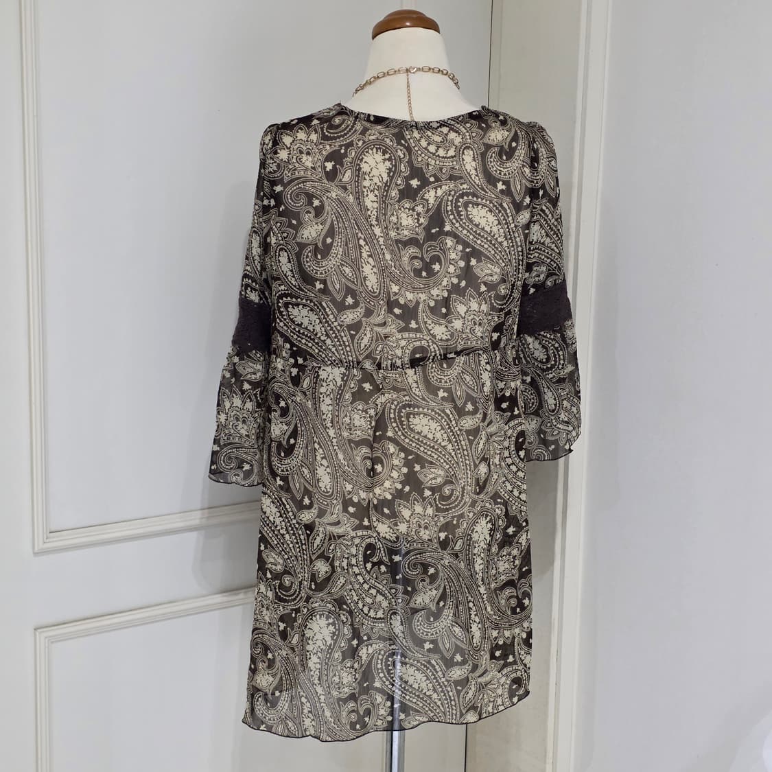 일본빈티지 보헤미안 페이즐리 오리엔탈 갸루 히피모리걸 쉬폰 블라우스 상품이미지2