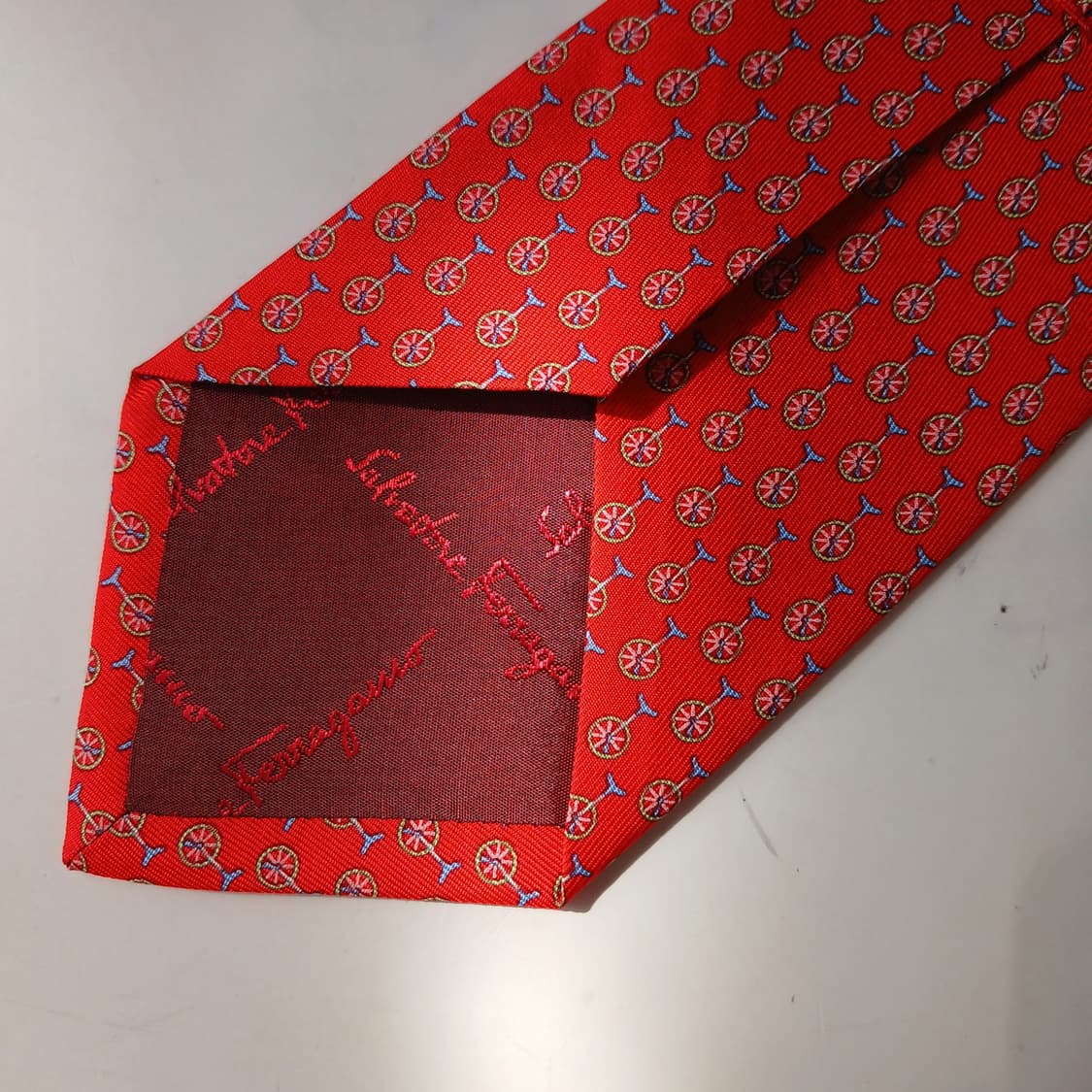 살바토레 페라가모 실크 레드 넥타이 8cm S~A+등급 E954 상품이미지7