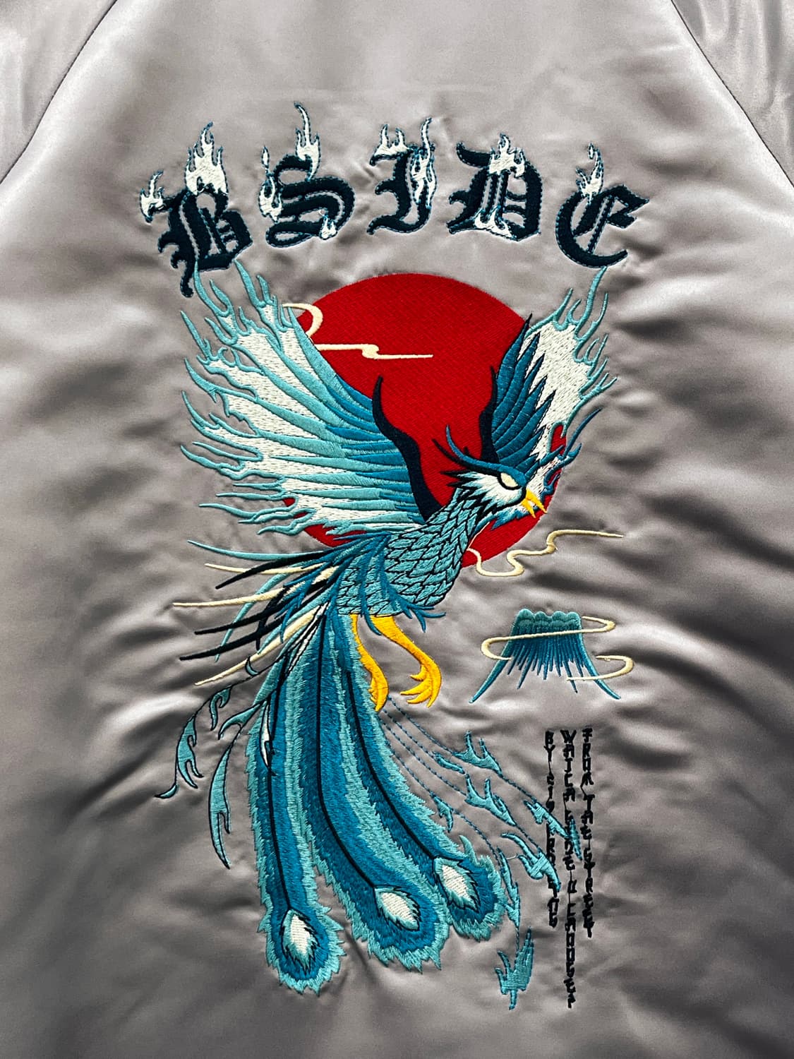 VIntage 스카잔 새틴 바시티 자켓 블루종 L 실버 상품이미지6