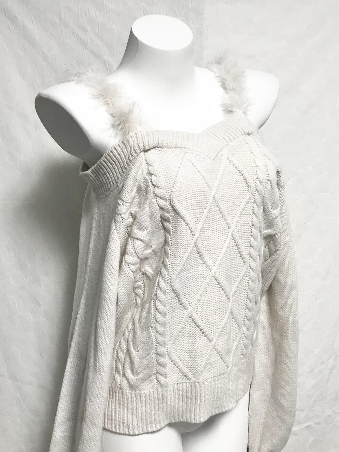 빈티지 히메갸루 퍼 오프숄더 니트 탑 상품이미지2