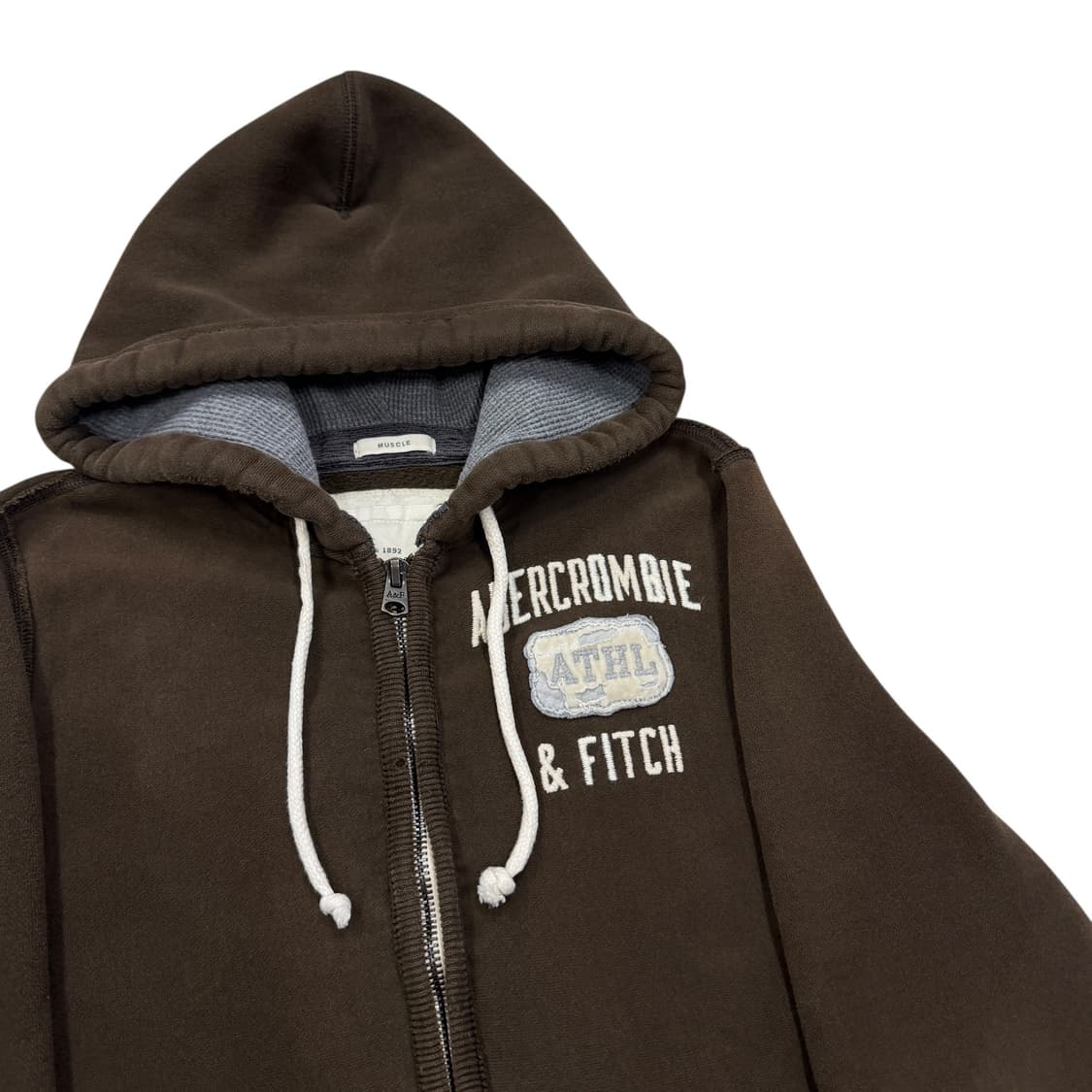 아베크롬비 빈티지 브라운 데미지 디테일 Y2K 기모 후드집업 자켓 M 상품이미지2