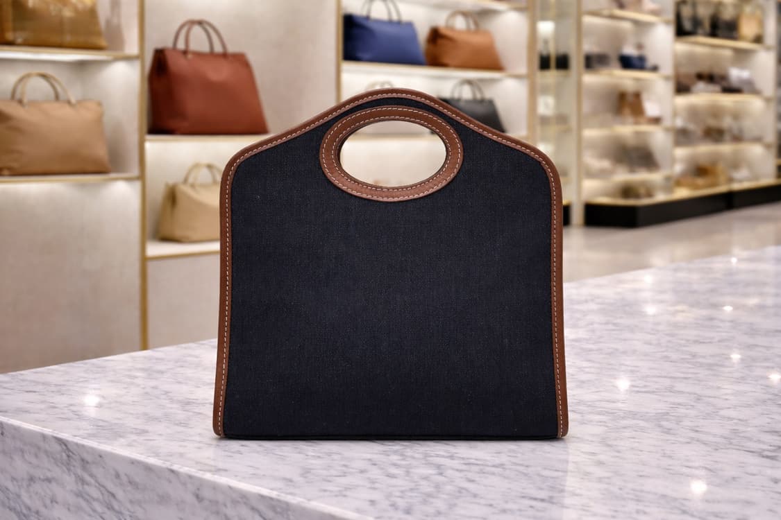 [S급] 버버리 투톤 캔버스 & 가죽 포켓 미니 토트백 판매합니다!!! 상품이미지2