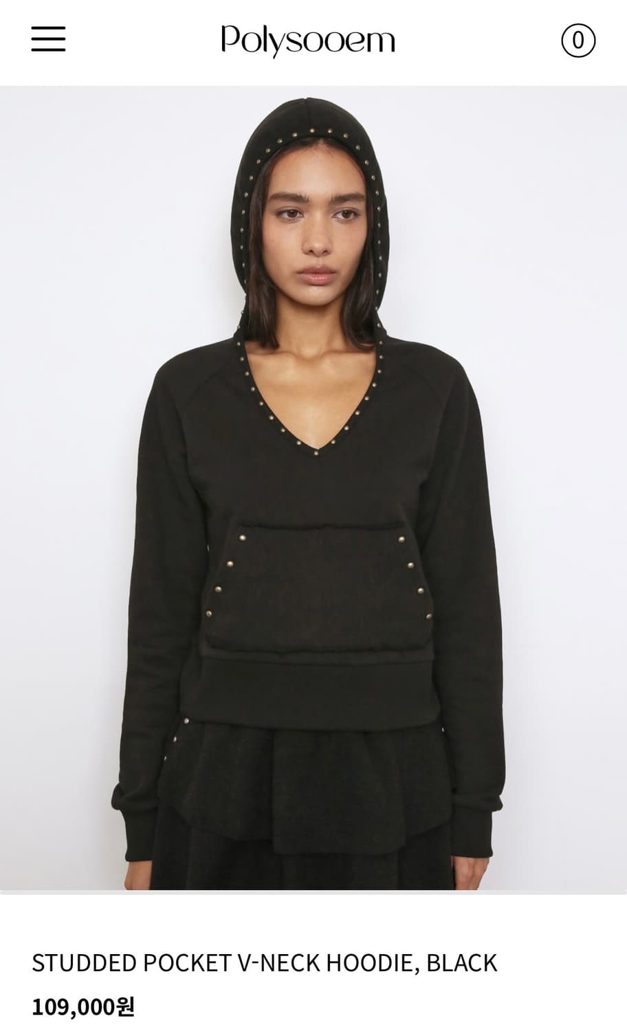 폴리수엠 스터드 포켓 브이넥 후드 상품이미지1