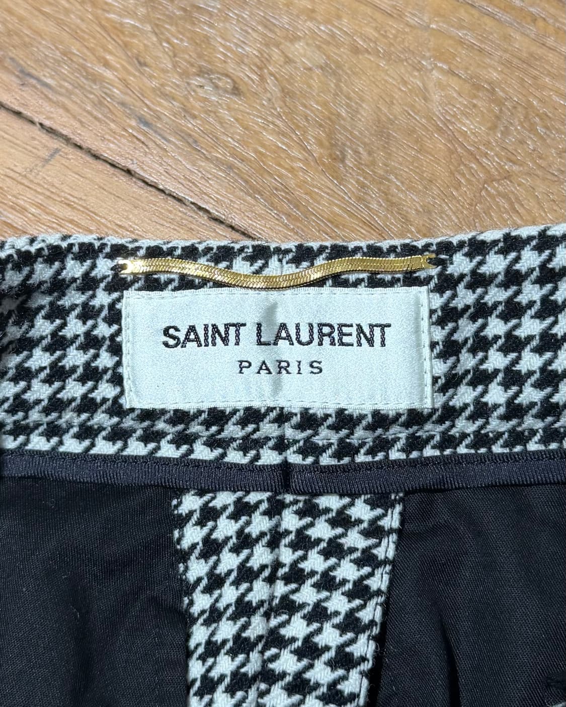 생로랑 블랙화이트 하운드투스 체크 패턴 팬츠 상품이미지8