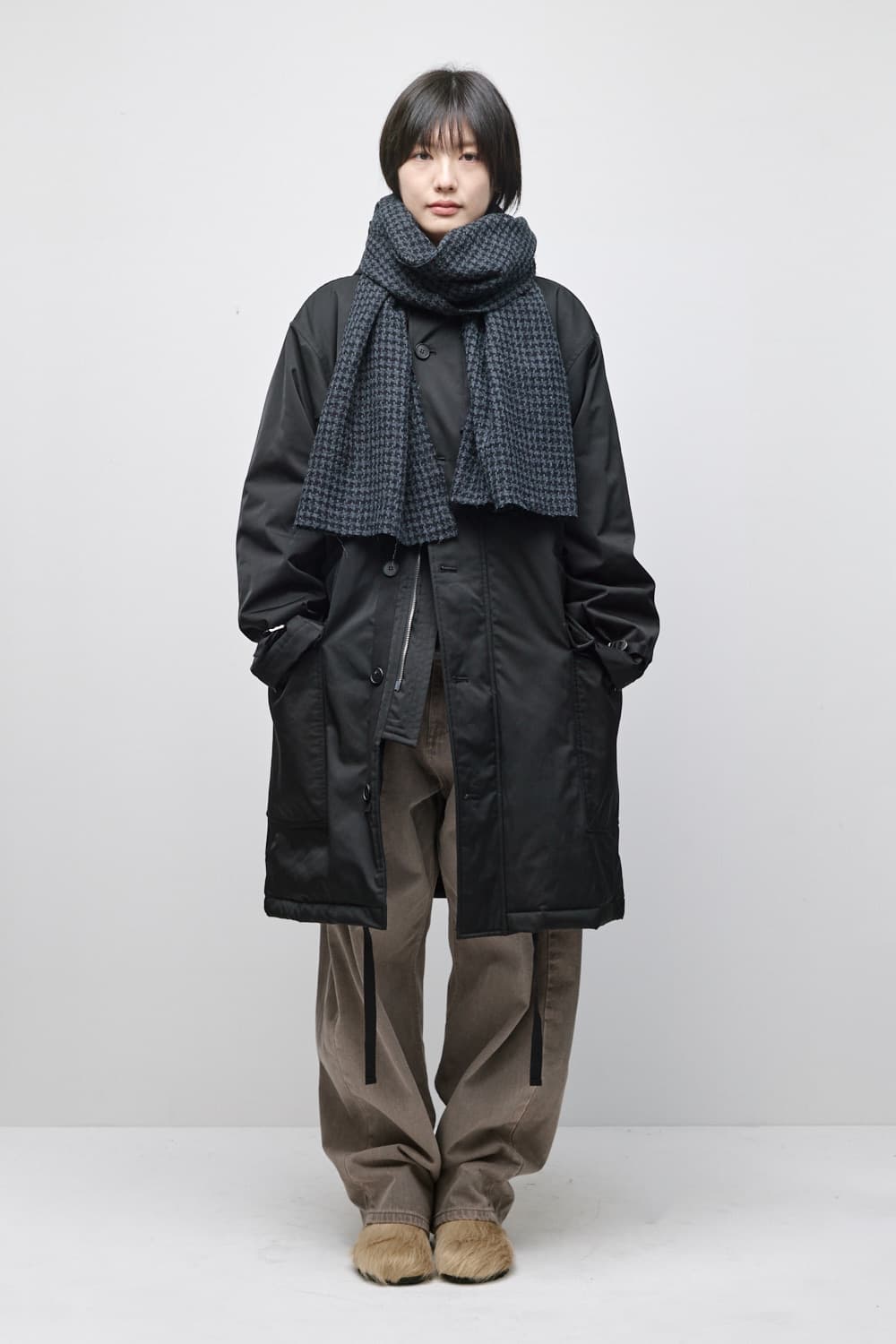 해칭룸 houndstooth check wool muffler black 상품이미지6