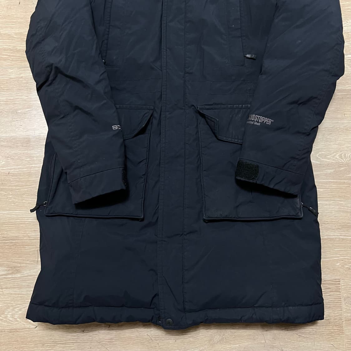 코오롱 스포츠 윈드스토퍼 구스다운 800 후드 롱패딩 [블랙] M/95 상품이미지3