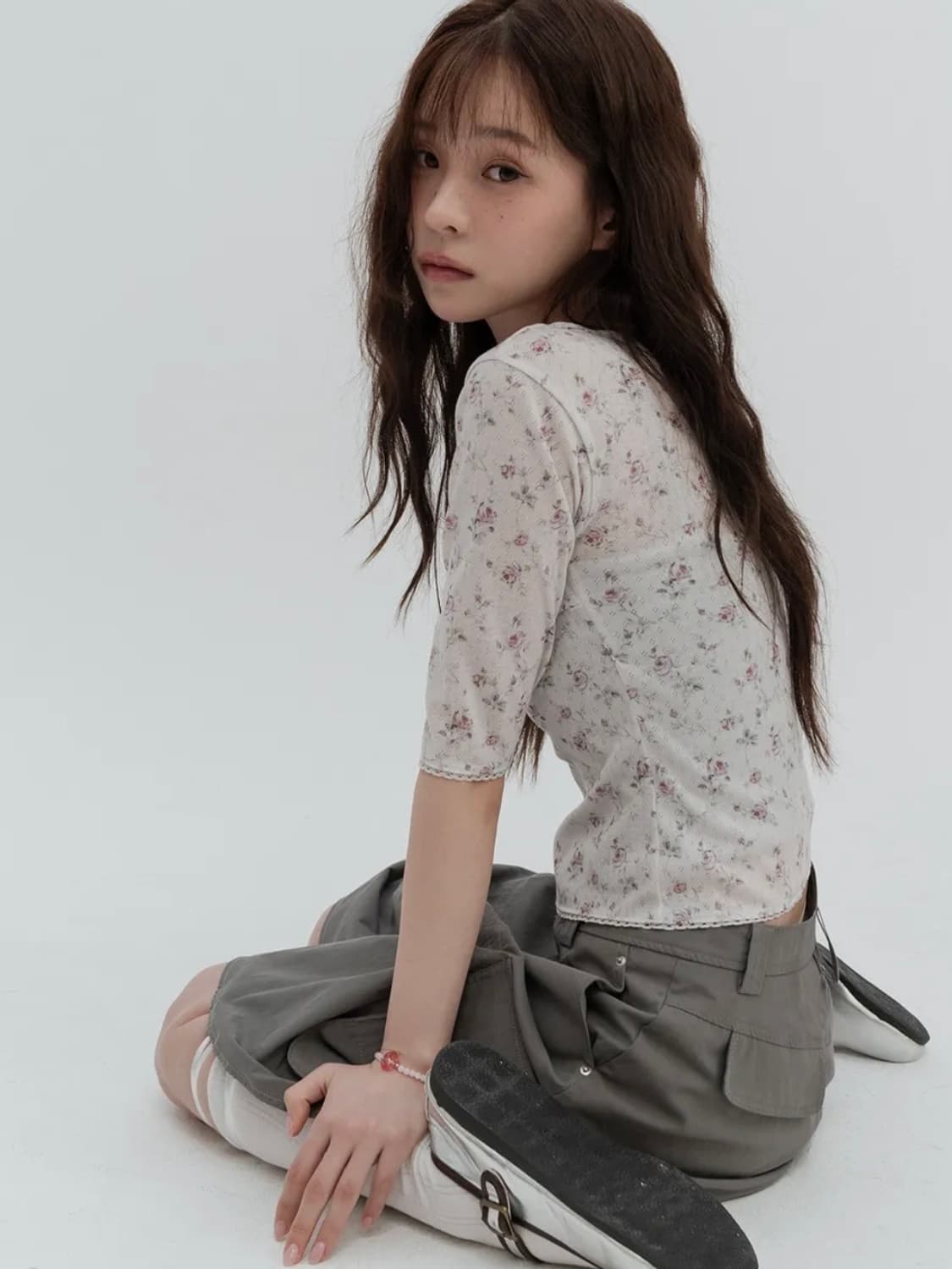 하이스쿨디스코 레이스 플라워 7부 티 상품이미지2