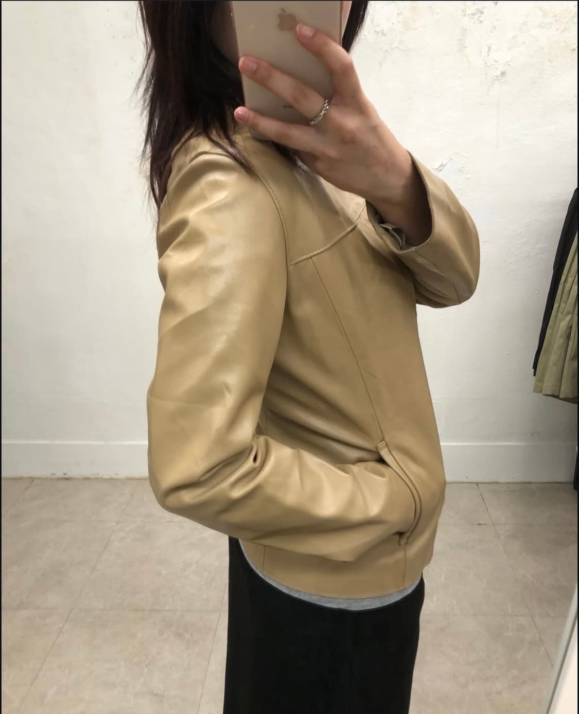 빈티지 미니멀 레더 자켓 상품이미지4