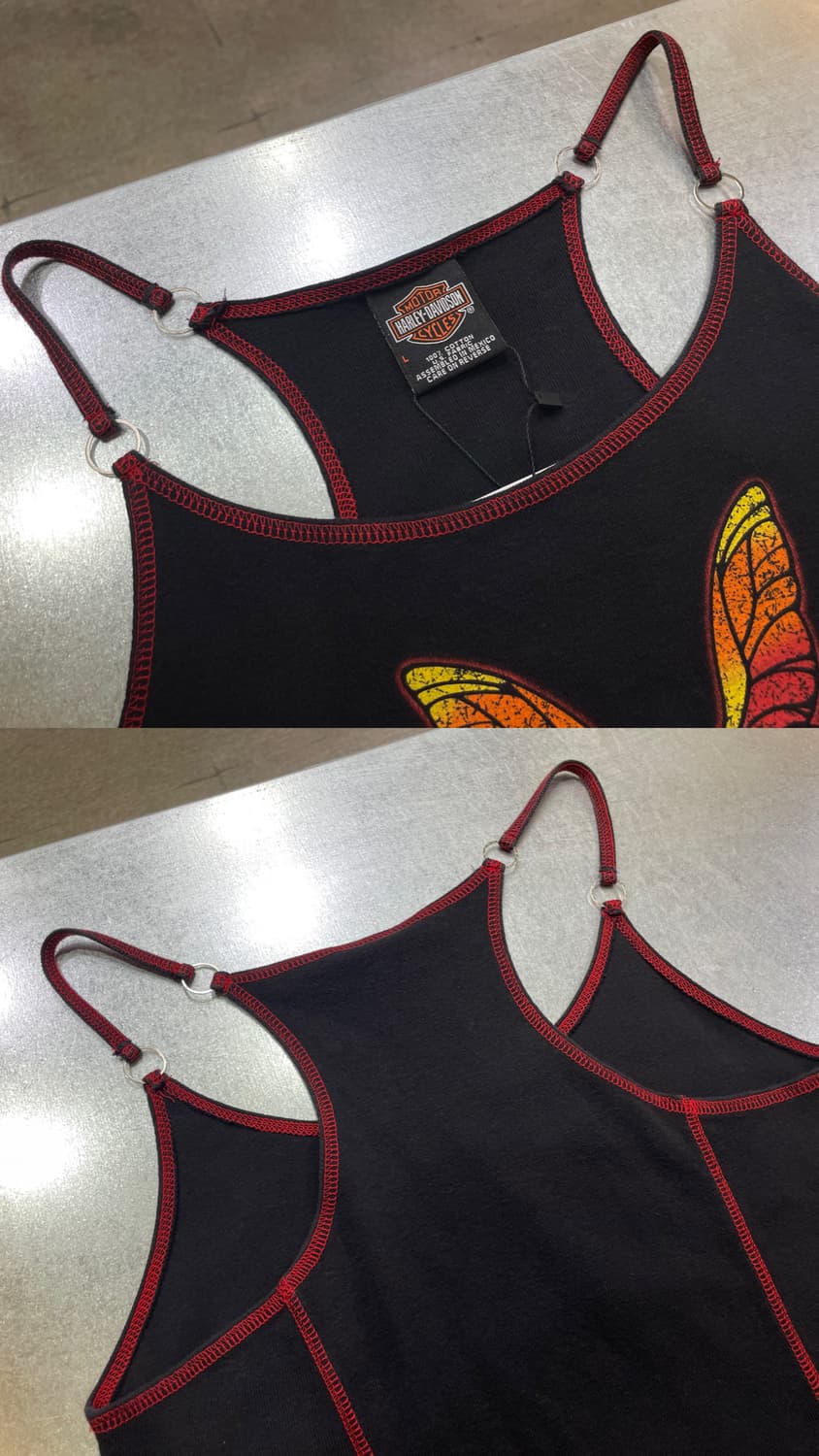 (L) Harley Davidson 할리 나비 프린팅 슬리브리스 끈나시 상품이미지8