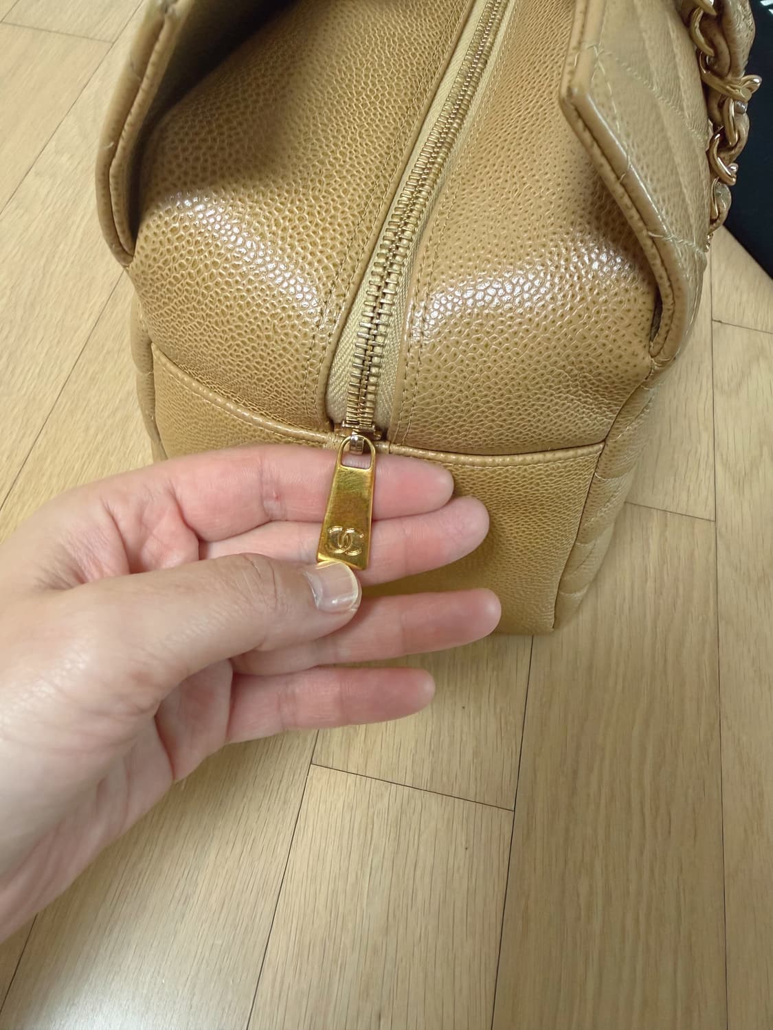 샤넬 캐비어 정방백 베이지 상품이미지4